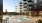 a pool between two buildings