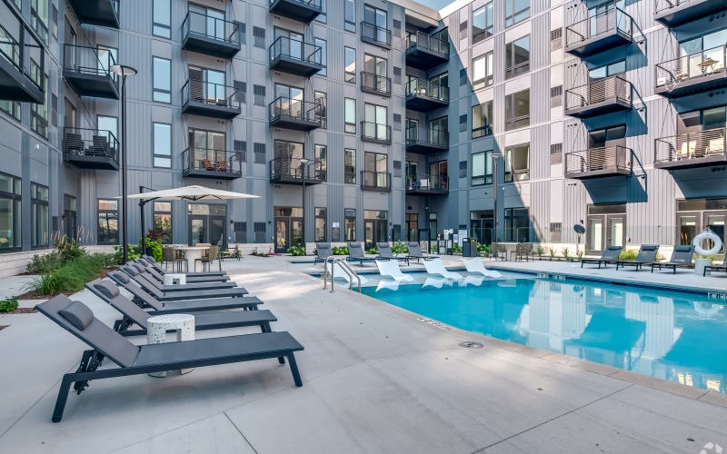 Resort-style pool with hot tub